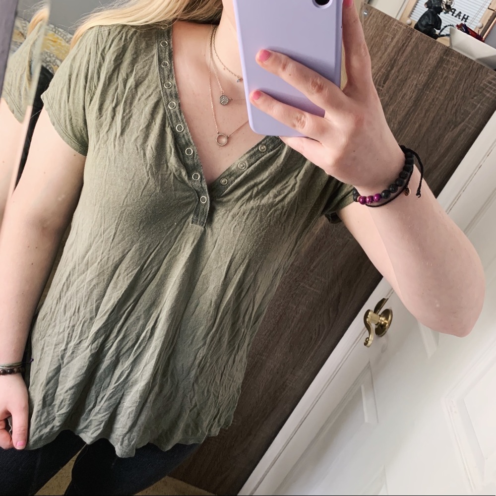 CLOUDCHASER green button detail shirt